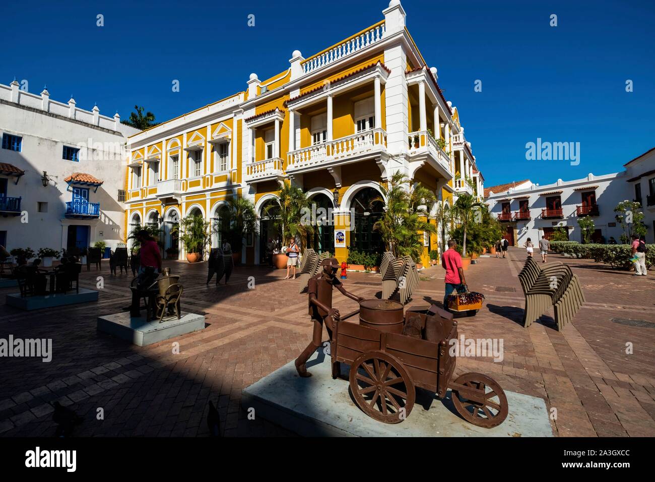 La Colombia, Dipartimento di Bolivar, Cartagena delle Indie, centro coloniale registrati Patrimonio Mondiale UNESCO bu, Plaza San Pedro de Claver Foto Stock