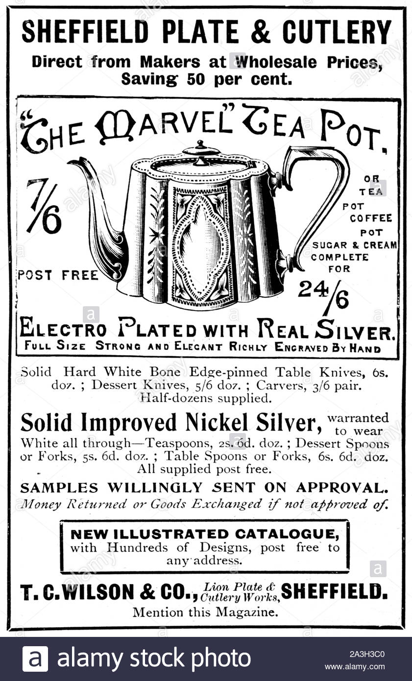 Era Vittoriana, Marvel tè pentola, vintage pubblicità dal 1899 Foto Stock