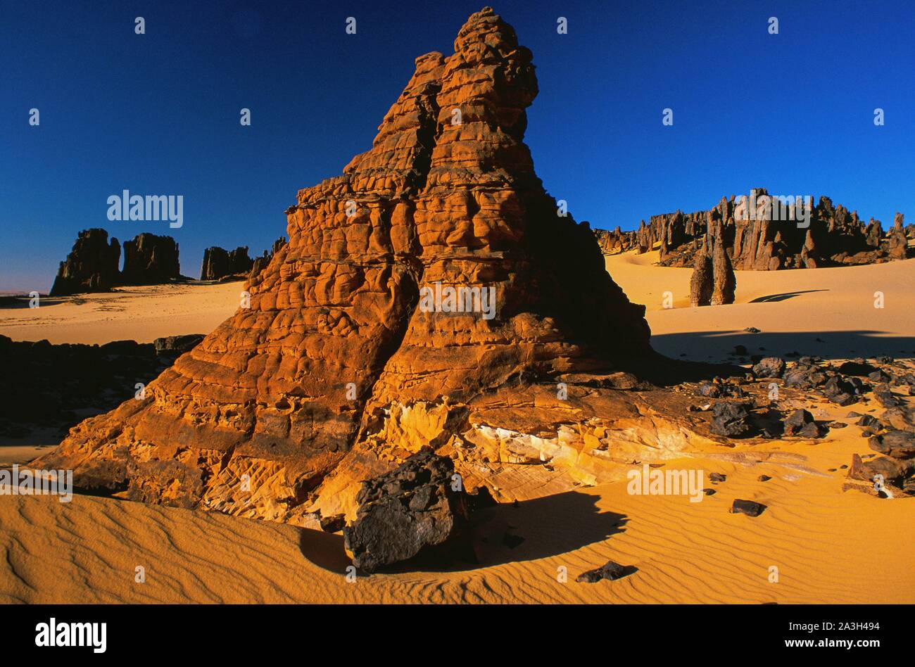 Algeria, Hoggar, Tamanrasset, Hoggar Tassili paesaggio Foto Stock