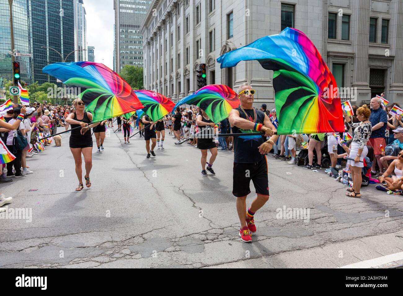 Canada, Provincia del Quebec e di Montreal, Montreal Pride Festival, Parata Finale, LGBTQIA+ Comunità ((lesbiche, gay, bisessuali, trans queer, intersechi, asessuale)) Foto Stock