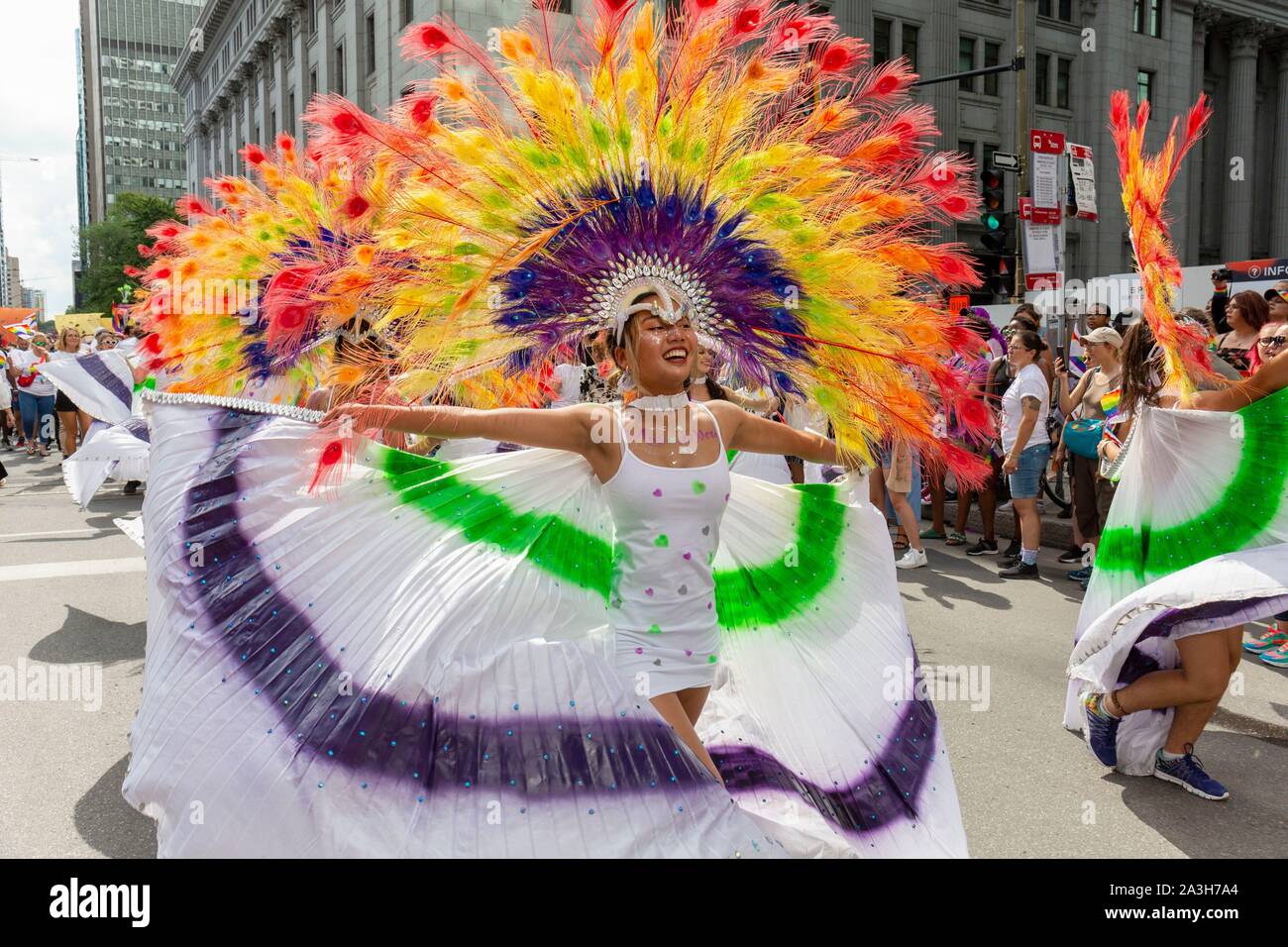 Canada, Provincia del Quebec e di Montreal, Montreal Pride Festival, Parata Finale, LGBTQIA+ Comunità ((lesbiche, gay, bisessuali, trans queer, intersechi, asessuale)) Foto Stock