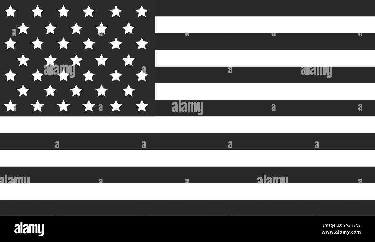 Bandiera degli Stati Uniti d'America USA con i colori nero e bianco. Foto Stock