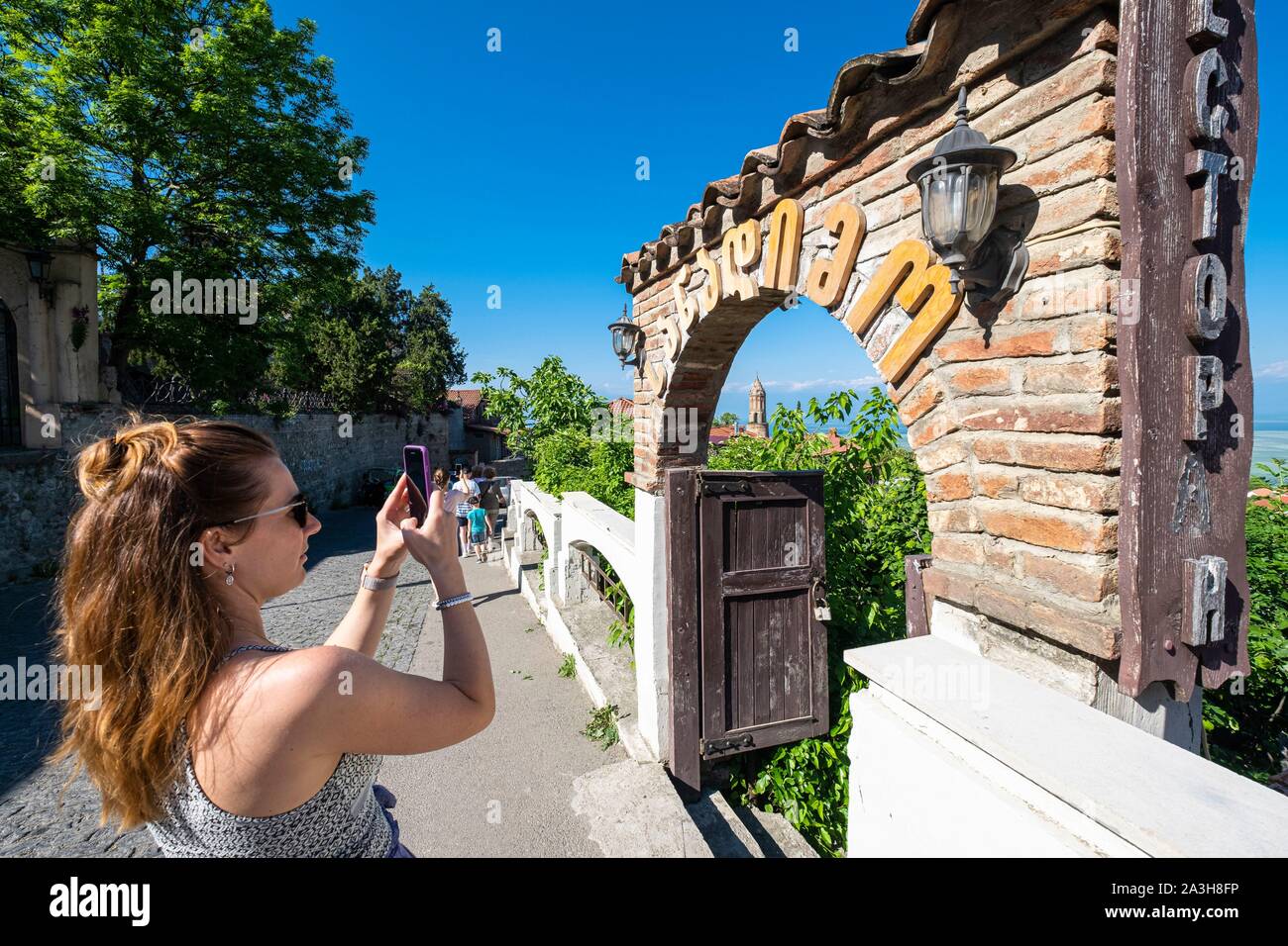La Georgia, regione di Kakheti, Sighnaghi villaggio fortificato Foto Stock