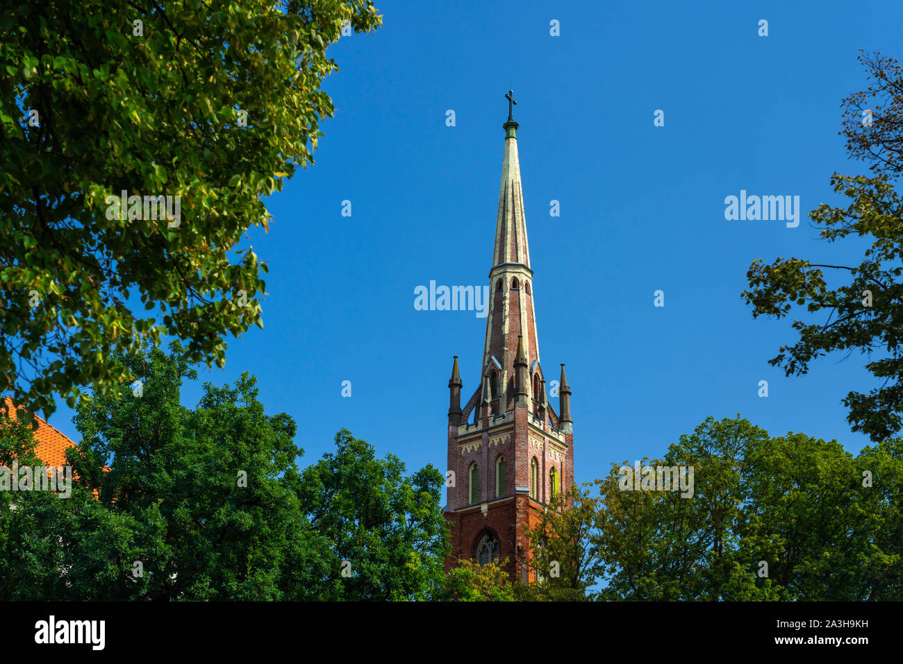 Un campanile nella città di Riga, Lettonia, l'Europa. Foto Stock