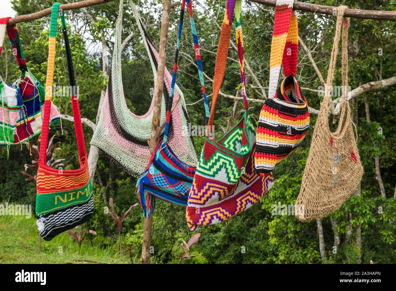 Papua Nuova Guinea, Capitale Nazionale di Port Moresby, città Bilums (stringbags) per vendere Foto Stock