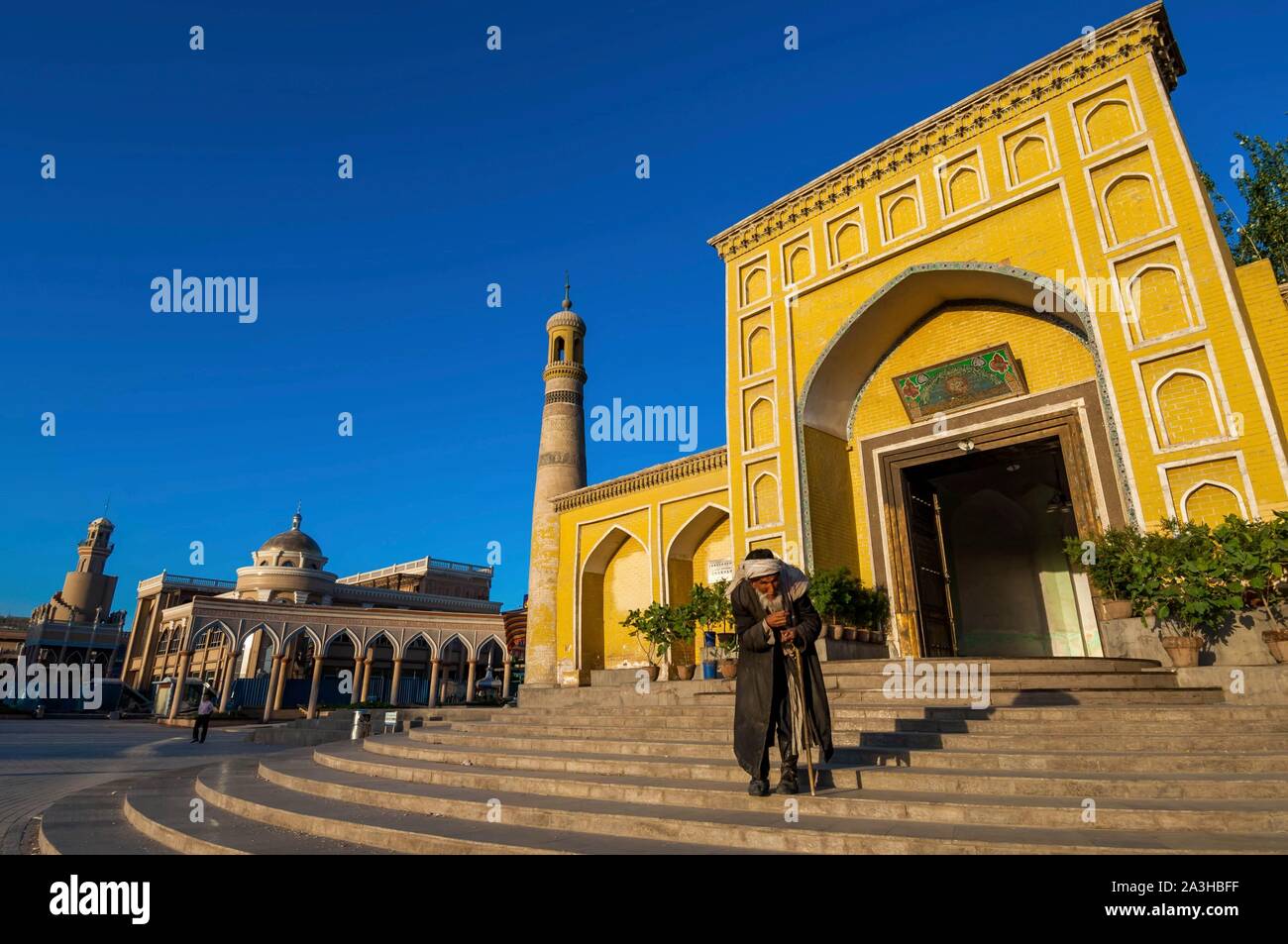 Cina, Xinjiang regione autonoma, Kashgar, Id Kha moschea, dal XV secolo Foto Stock