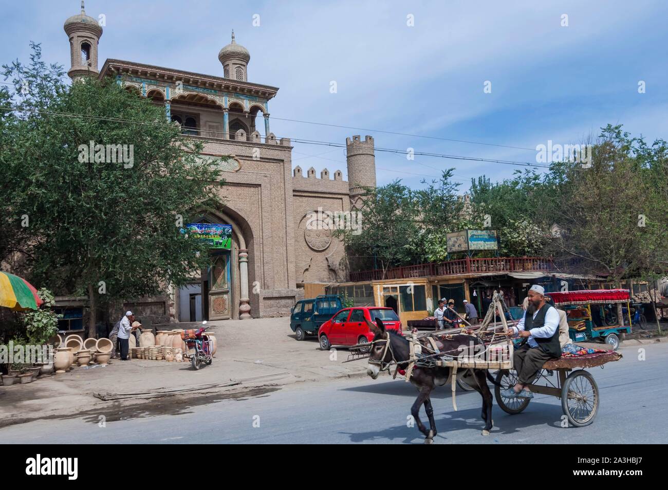 Cina, Xinjiang regione autonoma, Yarkand, ingresso del santuario degli Uiguri Khan, o re, mausolei Foto Stock