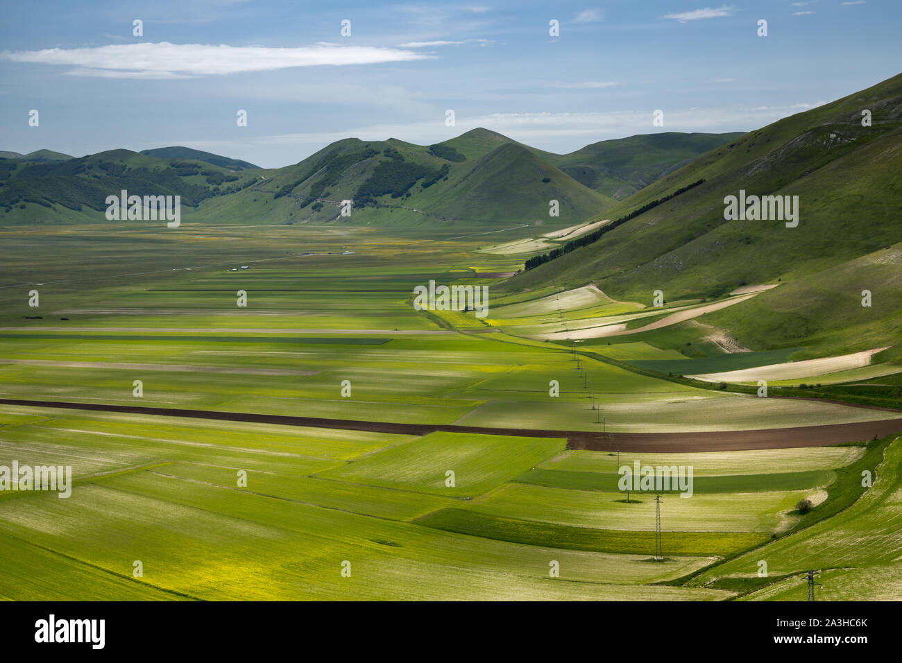 I colori e le trame del pianoforte Grande, Parco Nazionale dei Monti Sibillini, Umbria, Italia Foto Stock