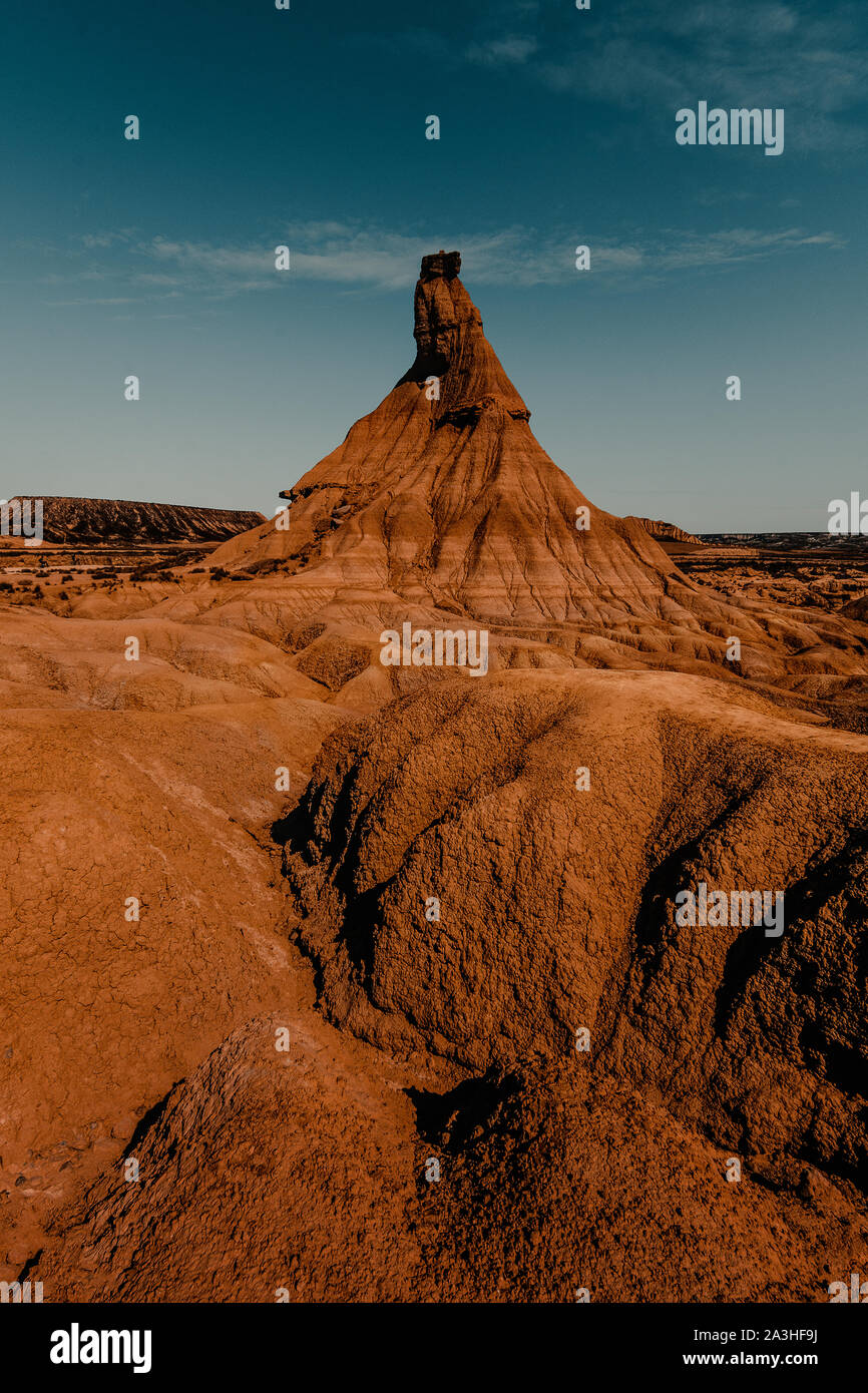 Tramonto nel deserto delle Bardenas Reales Foto Stock