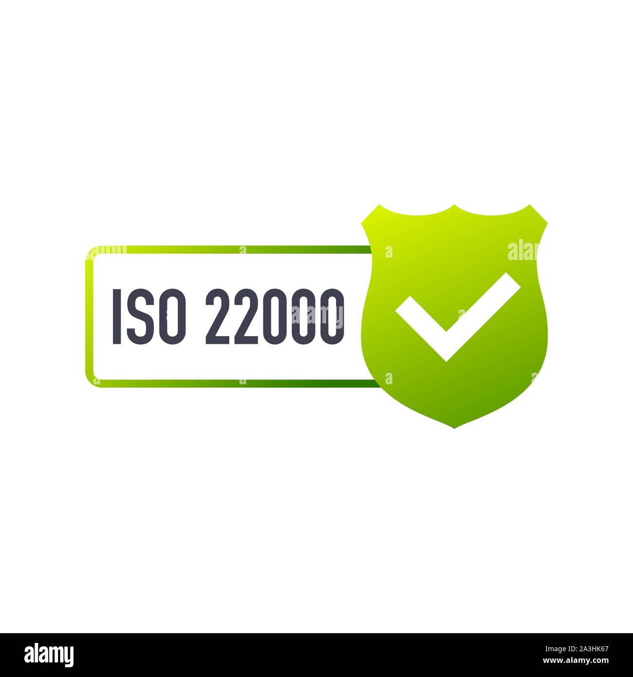 ISO 22000 Certified badge, icona. Timbro di certificazione. Design piatto. Vettore illustrazione stock. Illustrazione Vettoriale