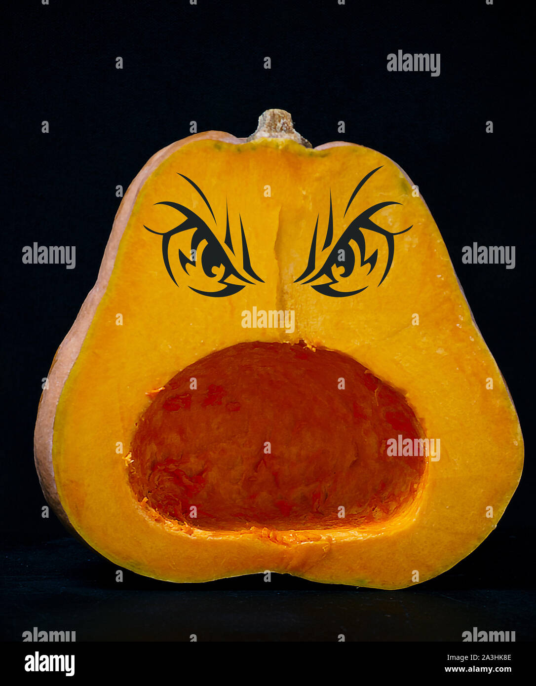 Scary Halloween faccia di zucca con bocca aperta gridando Foto Stock