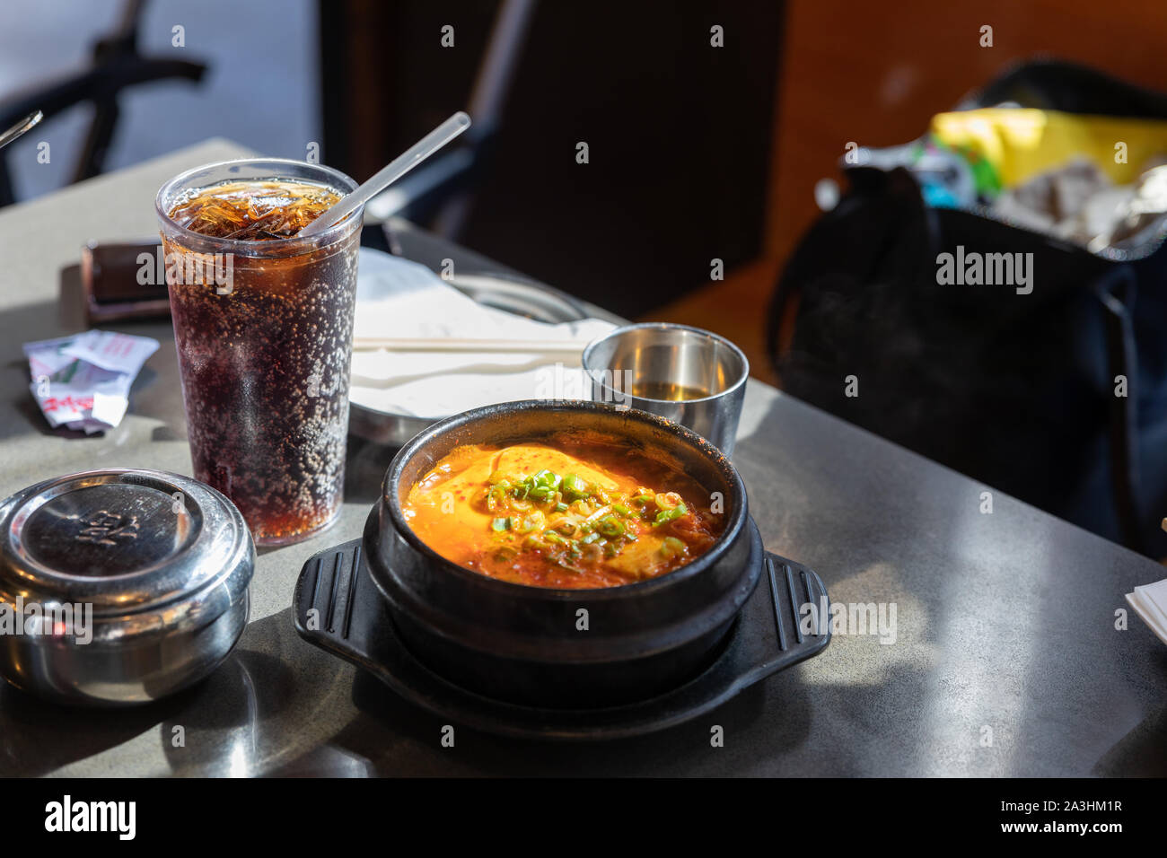Stile coreano stufato di tofu al ristorante Foto Stock
