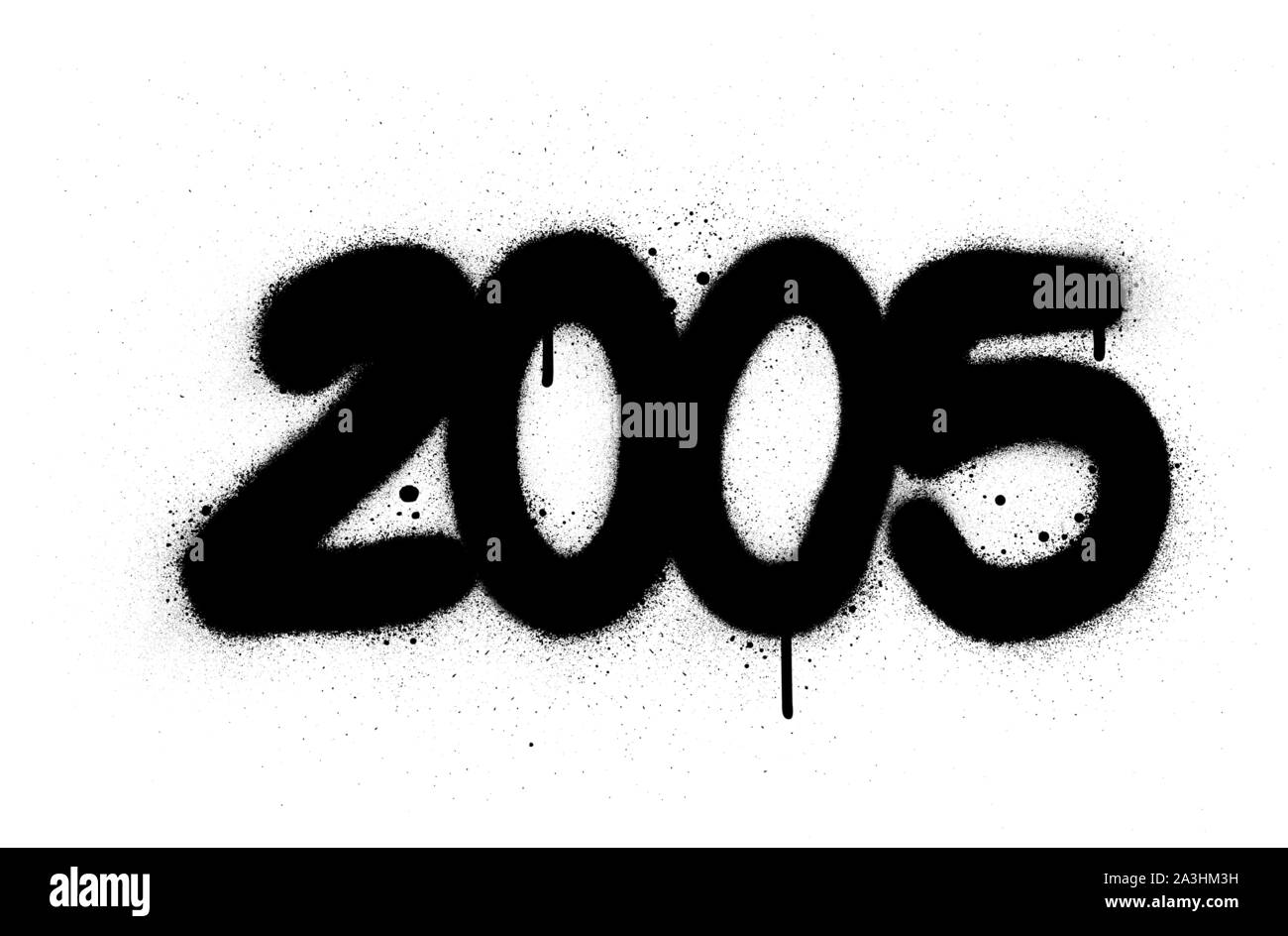 Numero di graffiti 2005 spruzzato in nero su bianco Illustrazione Vettoriale
