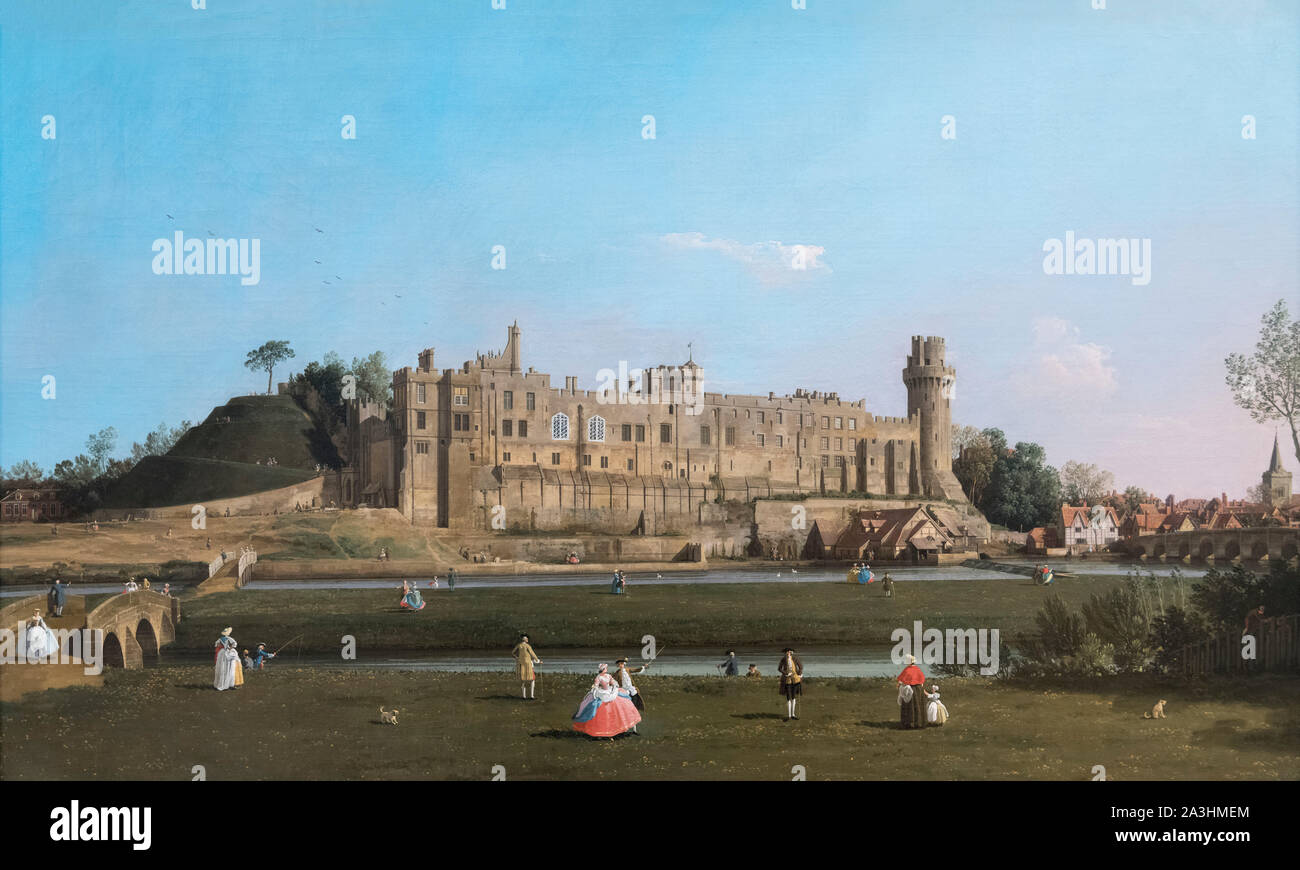 Il Castello di Warwick del Canaletto (Giovanni Antonio Canal - 1697-1768), olio su tela, c.1748/9 Foto Stock