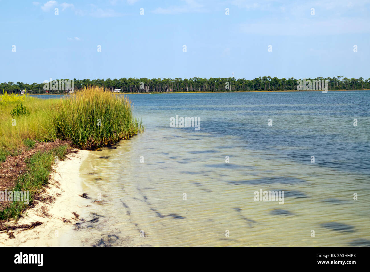La grande Laguna a Rosamond Johnson, Jr. Parco Nazionale nei pressi di Pensacola, Florida, Stati Uniti d'America. Foto Stock