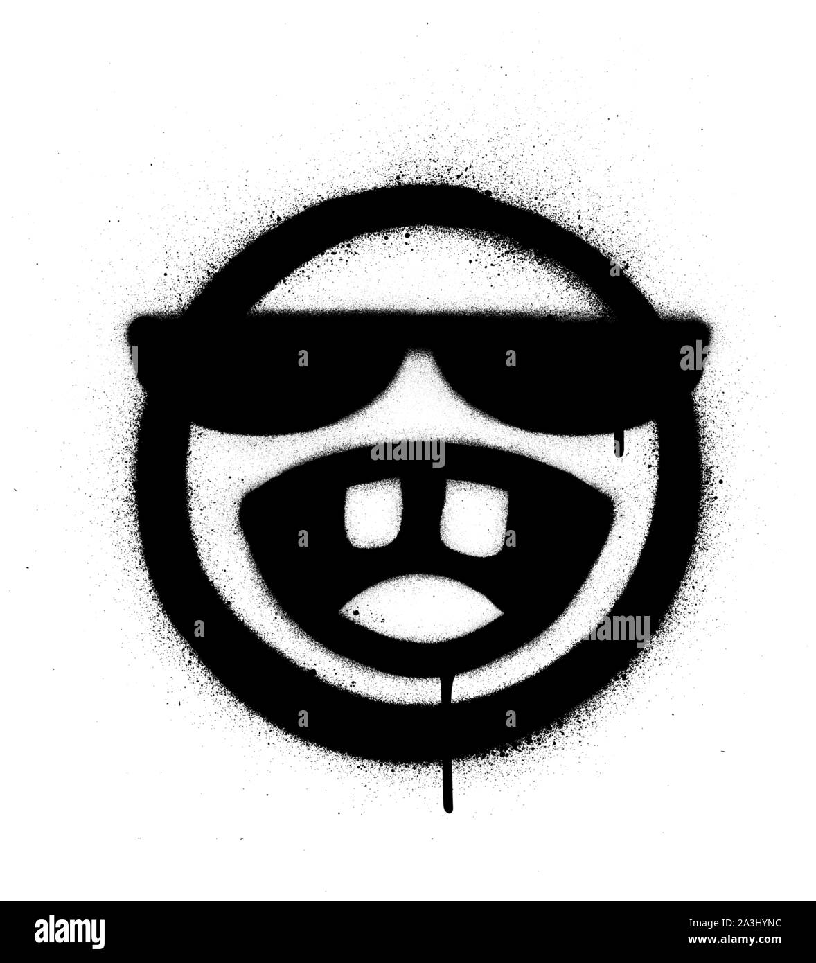 Graffiti spruzzato icona con occhiali da sole ride molto Illustrazione Vettoriale