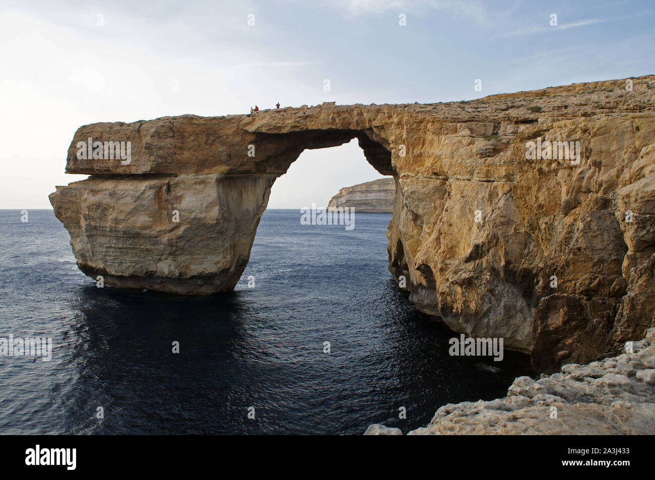 Azure Window (it-Tieqa Żerqa) in Dwejra, Gozo, Malta prima che crollò nel 2017 Foto Stock