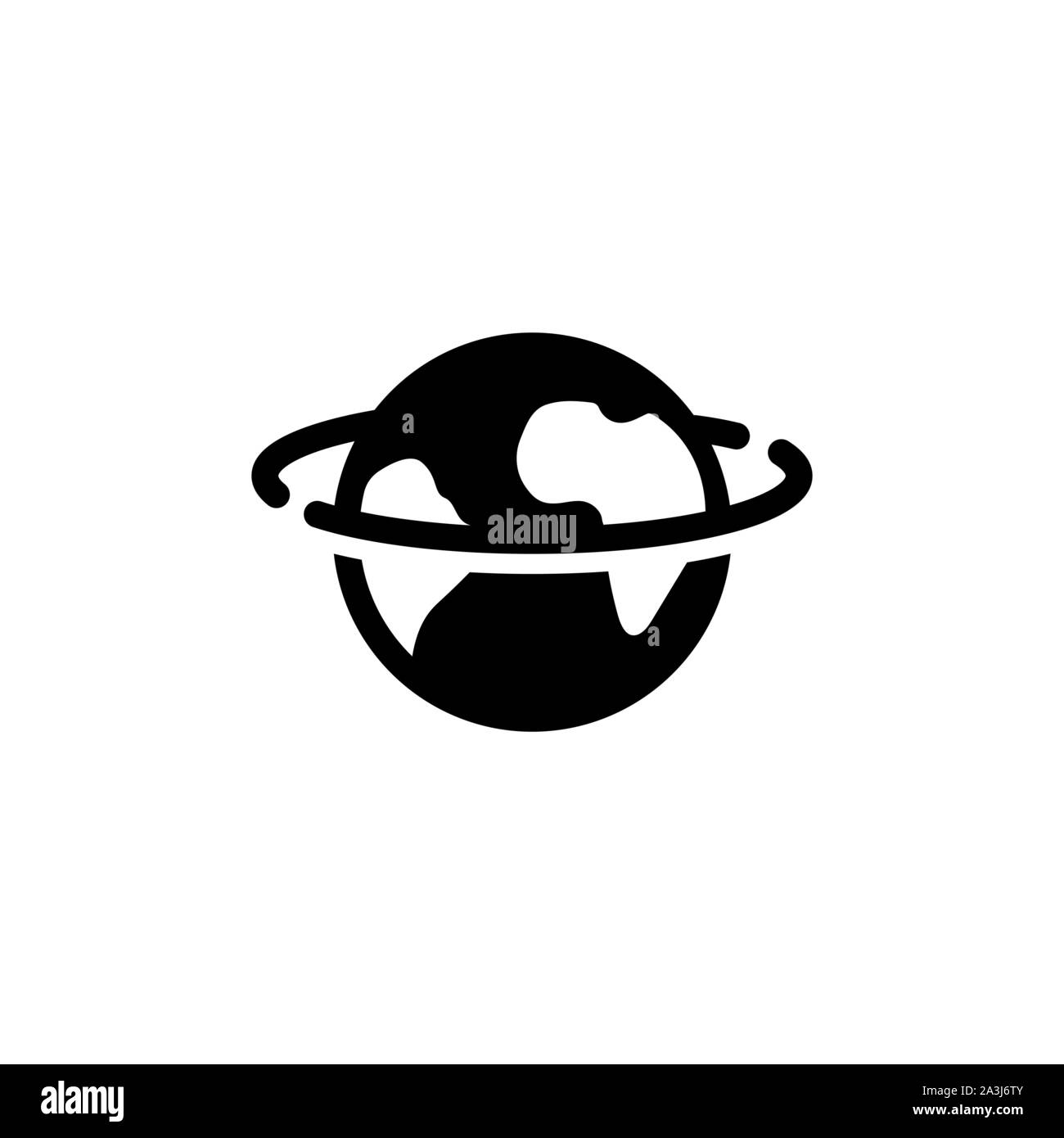 Pianeta nero icona glifo, orbita della Terra illustrazione vettoriale su sfondo bianco Illustrazione Vettoriale