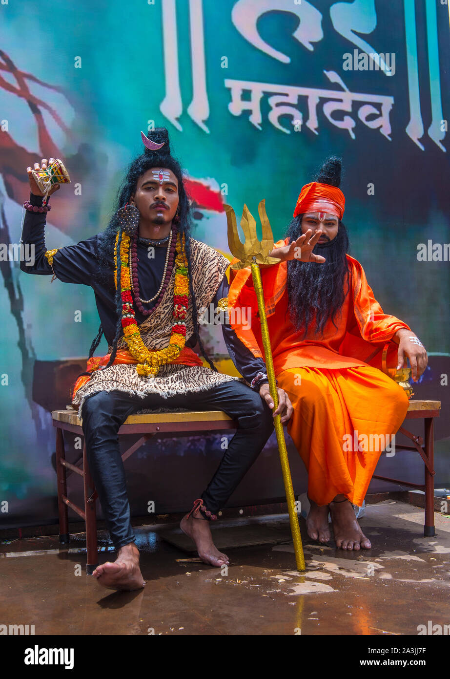 MUMBAI , INDIA - agosto 23 : uomini indiano partecipare Janmashtami festival in Mumbai India il 23 agosto 2019. Si tratta di un annuale festival indù che celebr Foto Stock