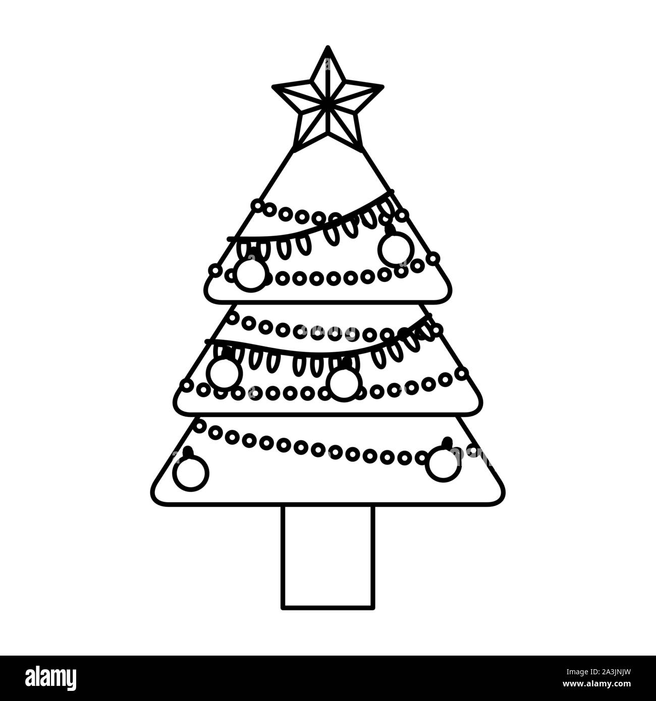 Buon Natale pino con luci di colori Illustrazione Vettoriale