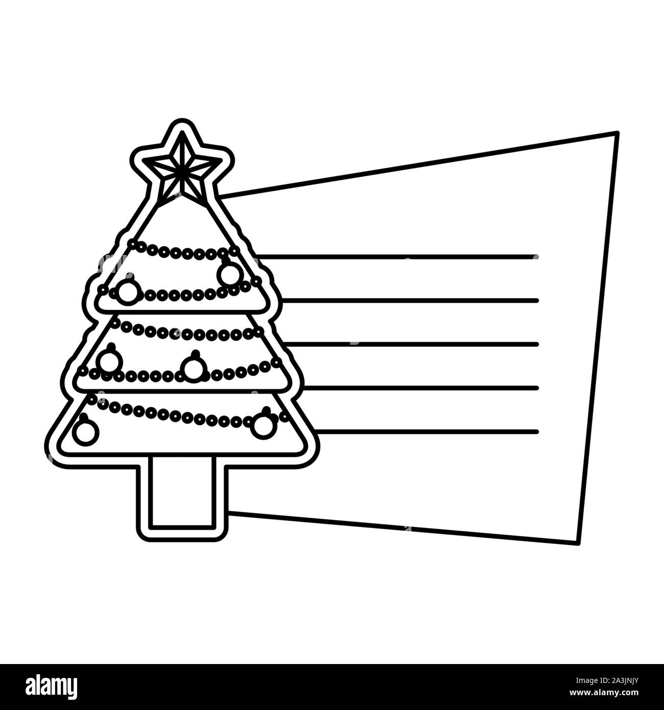 Buon Natale pino con colori scheda luci Illustrazione Vettoriale