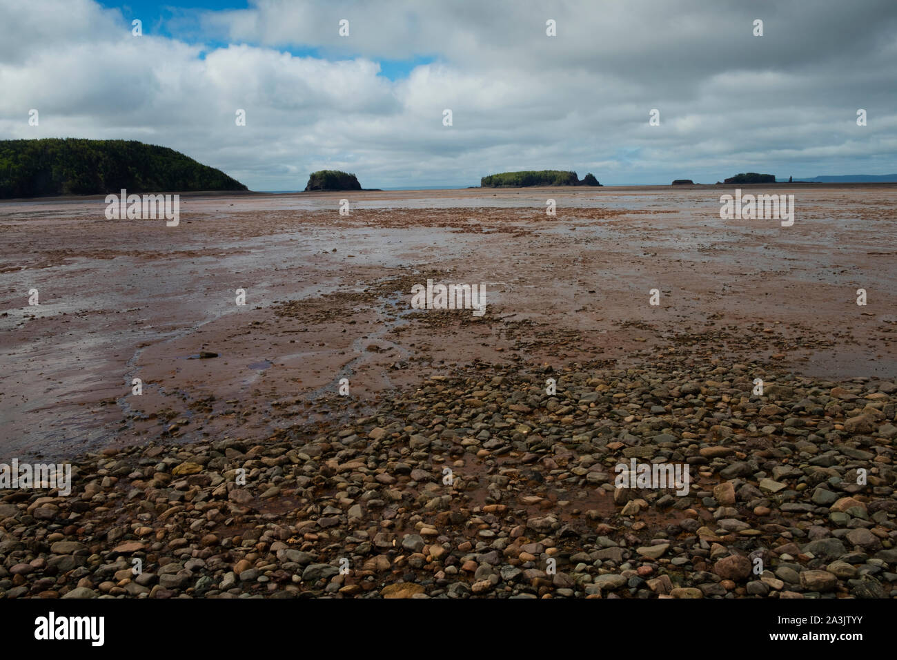 Bassa marea a cinque isole, Nova Scotia, parte della Baia di Fundy, con estrema delle maree Foto Stock