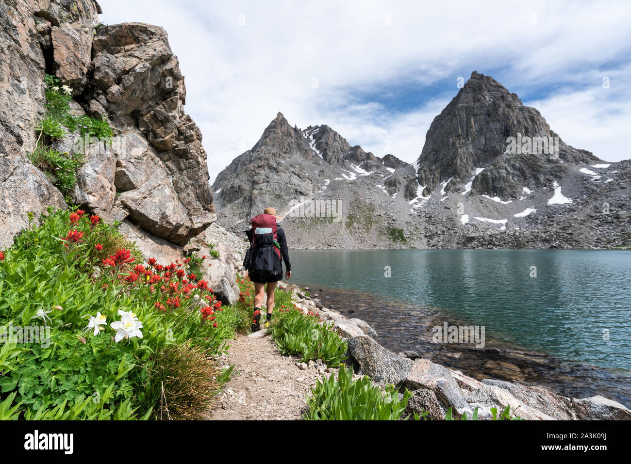 Escursioni nella catena montuosa del Wind River, Wyoming, USA Foto Stock