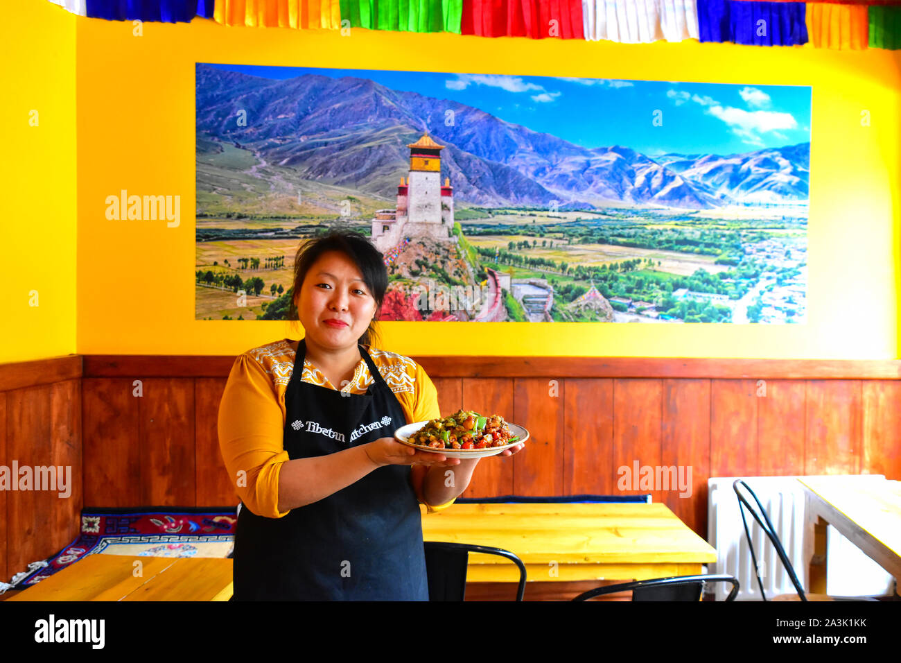 Cucina tibetana, Hebden Bridge, South Pennines, Yorkshire Foto Stock