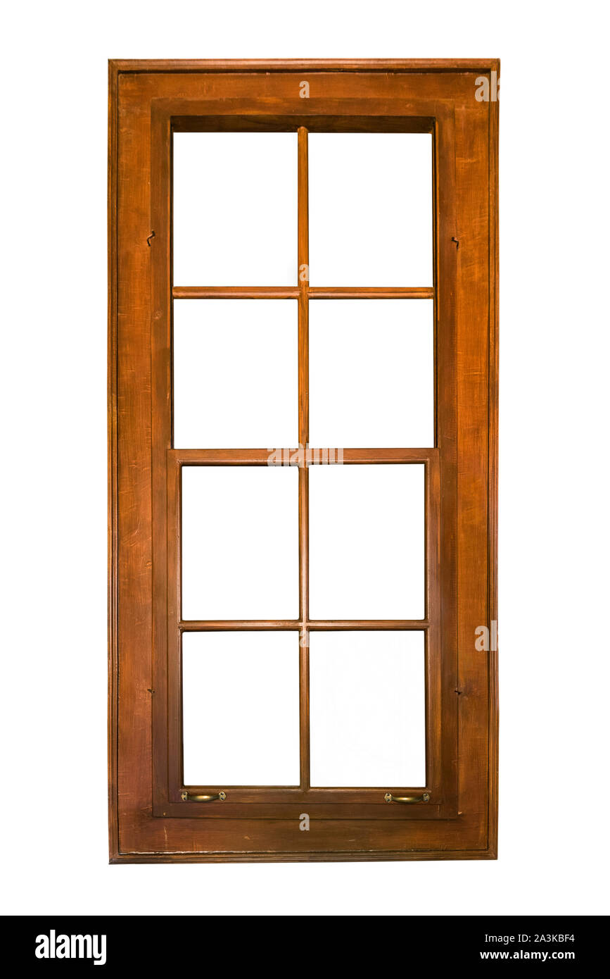Un singolo-hung finestra ad anta isolati su sfondo bianco Foto Stock