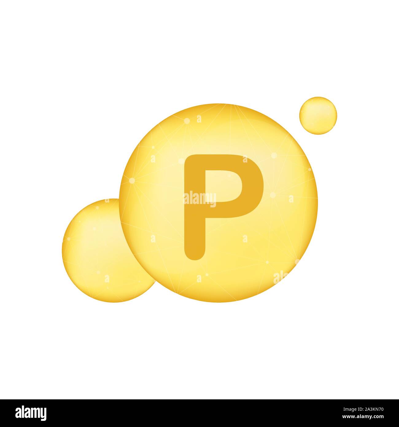 Vitamina P gold icona splendente. Acido ascorbico. Illustrazione Vettoriale Illustrazione Vettoriale