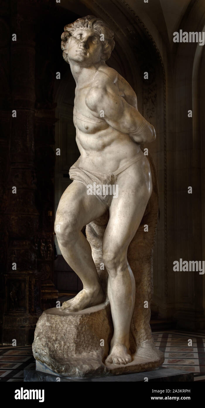 Captive Schiavo ribelle 1513 - 15 la tomba di papa Giulio II 1443 1513 da Michelangelo Buonarroti 1475-1564 scultore italiano in Italia Foto Stock