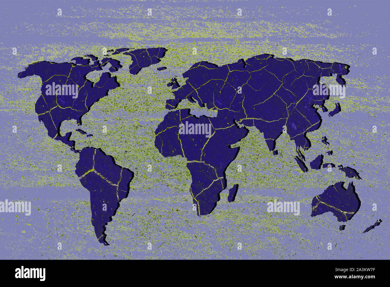 Circa delineato mappa del mondo con sfondo bianco Foto Stock