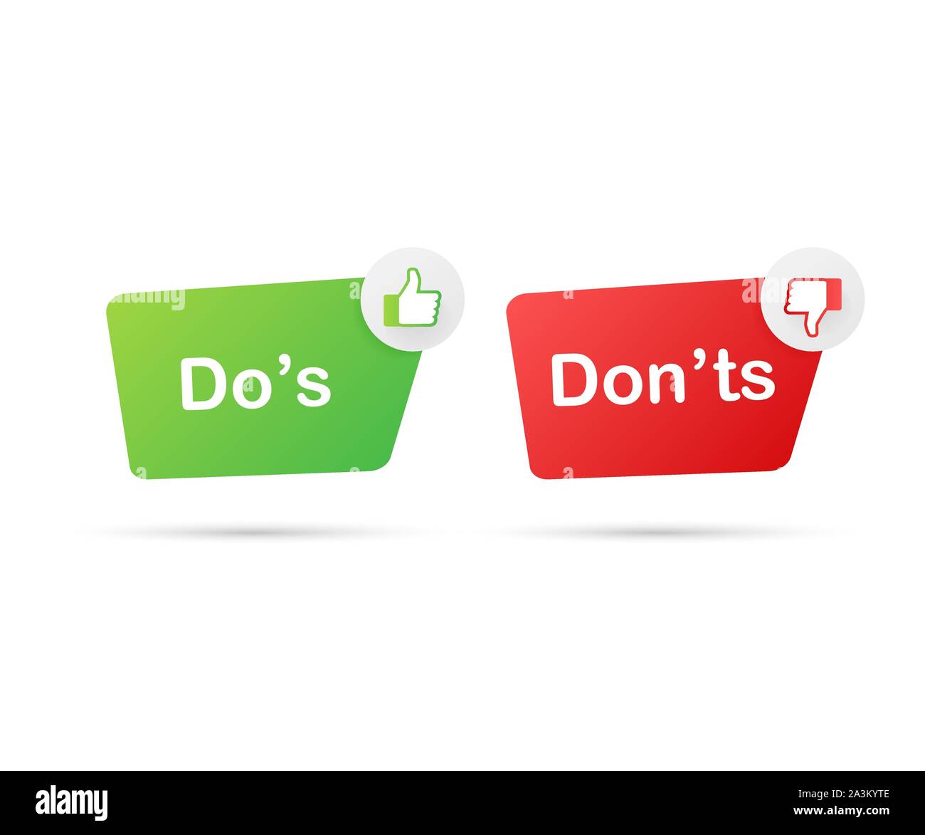 Cosa fare e cosa non fare come il pollice in alto o in basso. flat semplice pollice in alto il simbolo minimo logotipo rotondo element set graphic design isolato su bianco. Stock di vettore Illustrazione Vettoriale