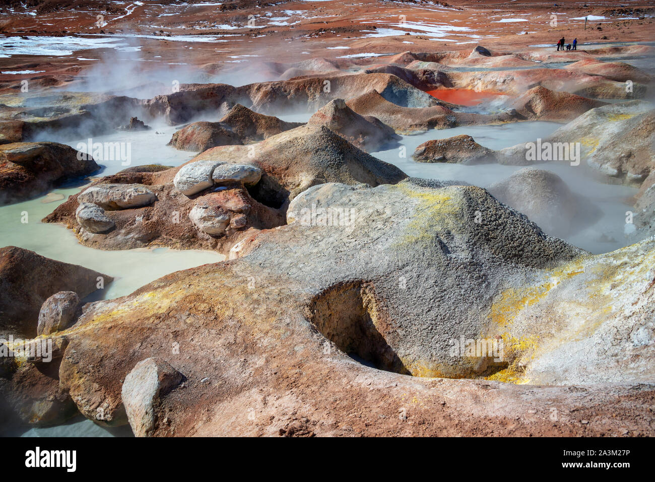 Sol de Manana, geyser e area geotermica in Sur Lipez provincia, Potosi, Bolivia Foto Stock