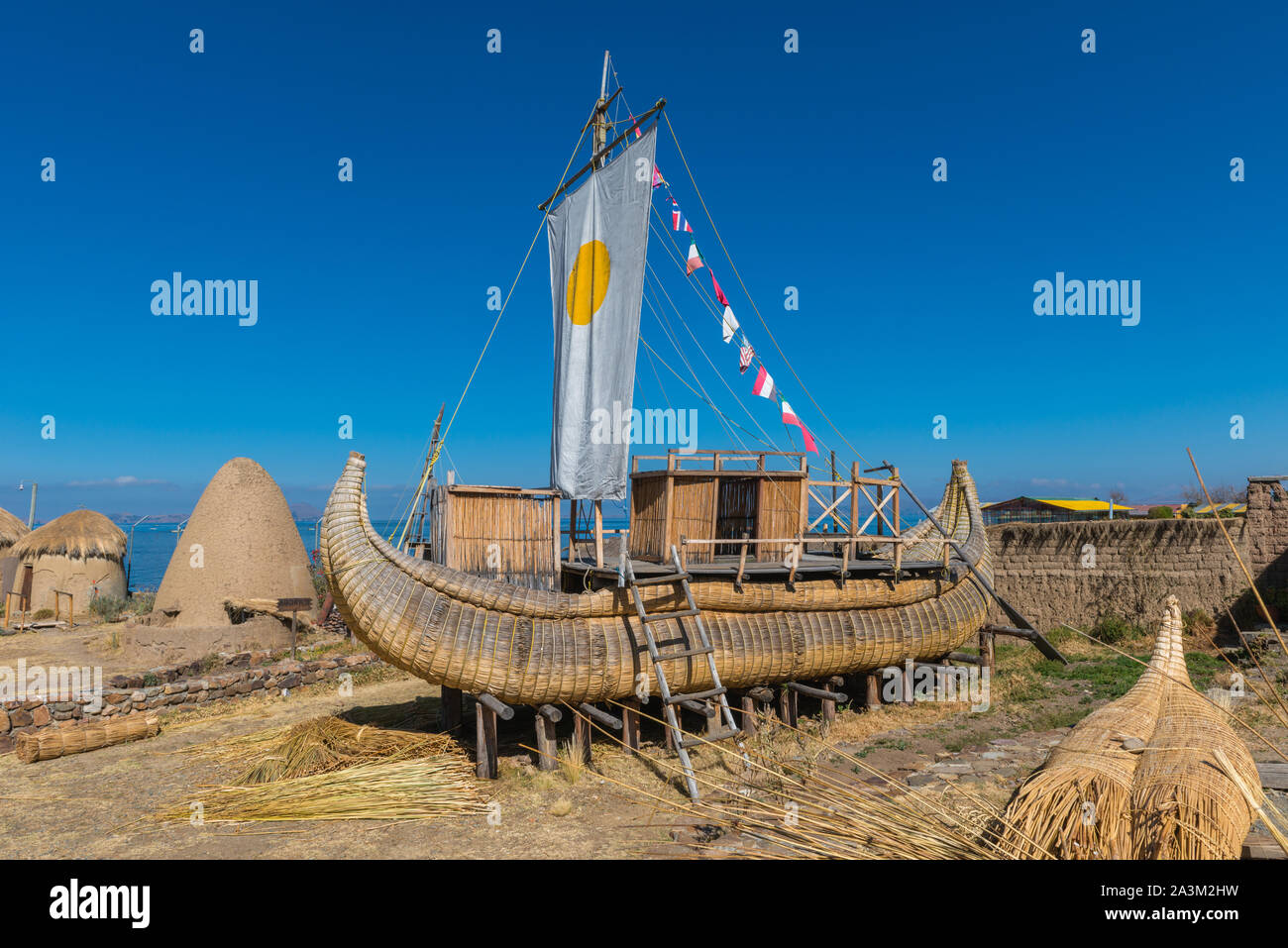 Eco Villaggio Andino, museo in Huatajata, borgo lacuale del Lago Titicaca, La Paz, Bolivia, America Latina Foto Stock