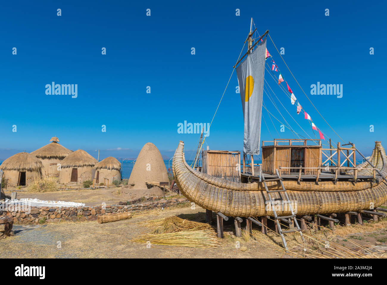 Eco Villaggio Andino, museo in Huatajata, borgo lacuale del Lago Titicaca, La Paz, Bolivia, America Latina Foto Stock