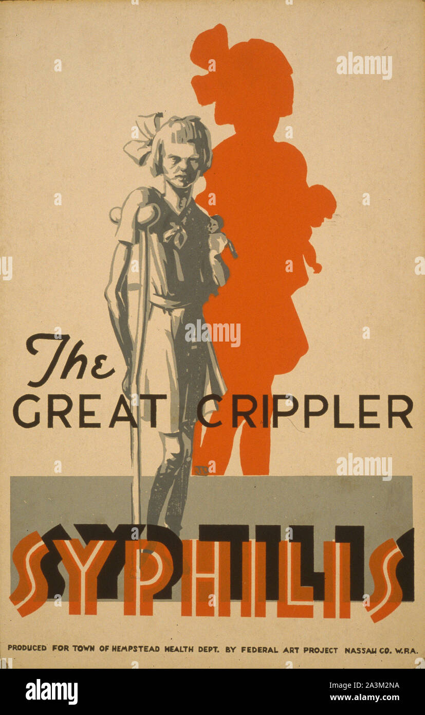 Il grande Crippler sifilide - progressi di lavoro Amministrazione - progetto federale di Arte - Poster Vintage Foto Stock