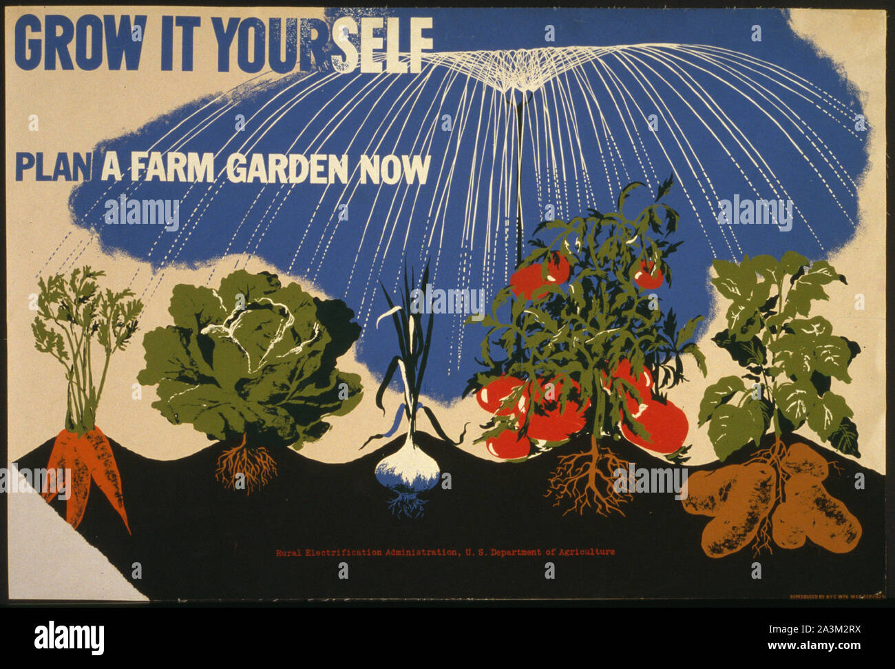 Impianto una fattoria giardino ora - progressi di lavoro Amministrazione - progetto federale di Arte - poster vintage Foto Stock