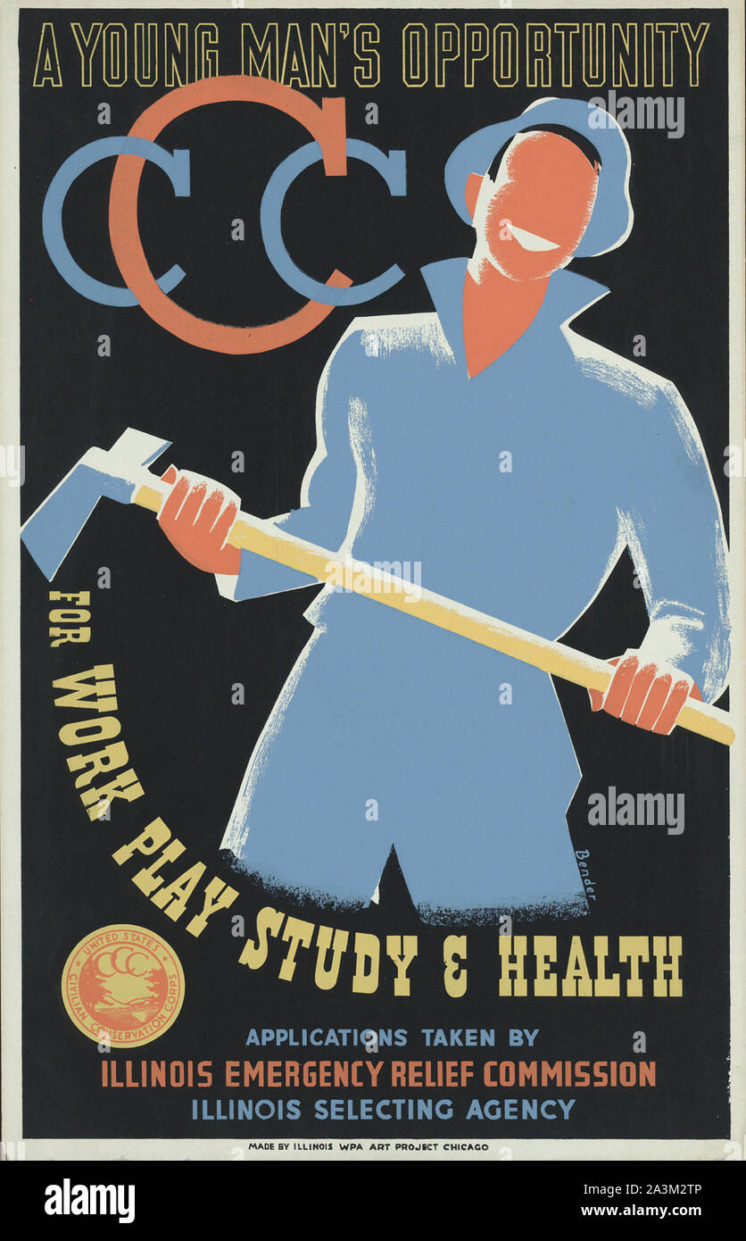 Conservazione civile Corps - progressi di lavoro Amministrazione - progetto federale di Arte - poster vintage Foto Stock