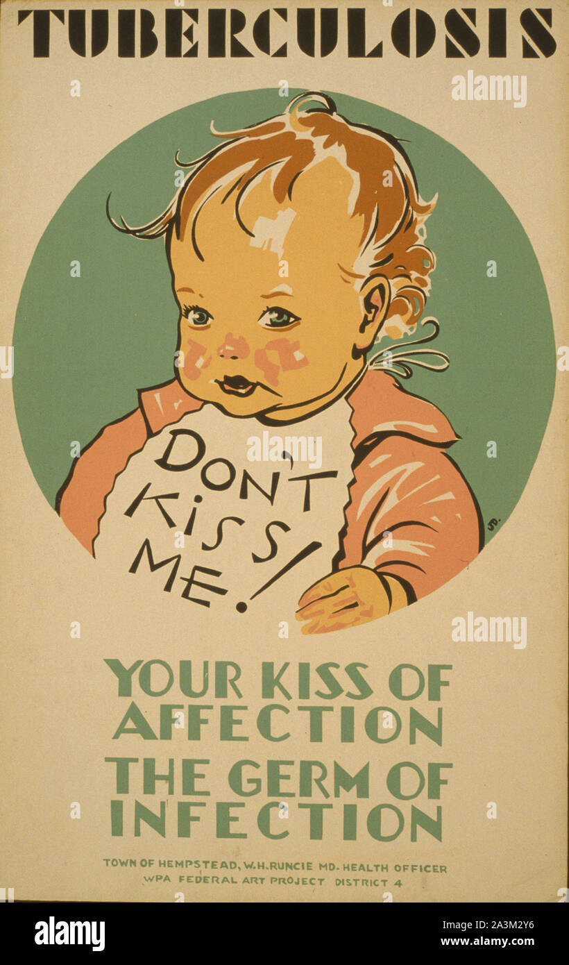 La tubercolosi non Kiss Me ! - Avanzamento del lavoro Amministrazione - progetto federale di Arte - poster vintage Foto Stock