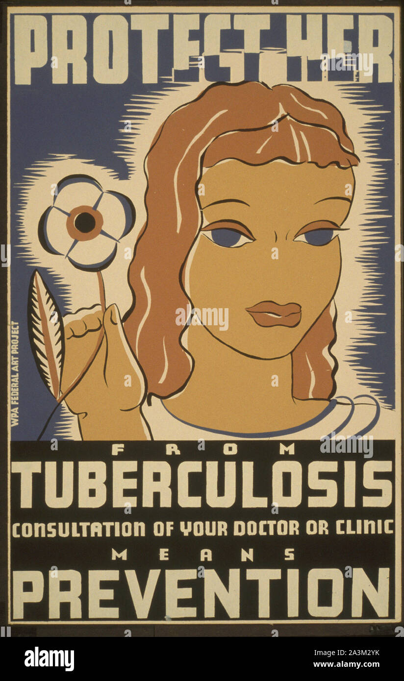 Proteggere il suo dalla tubercolosi - progressi di lavoro Amministrazione - progetto federale di Arte - poster vintage Foto Stock
