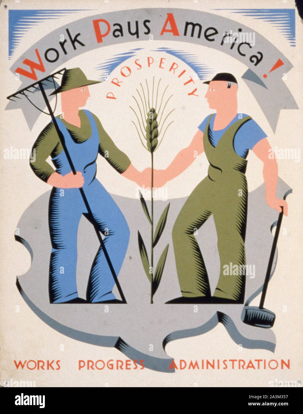 Il lavoro paga America ! - Avanzamento del lavoro Amministrazione - progetto federale di Arte - poster vintage Foto Stock