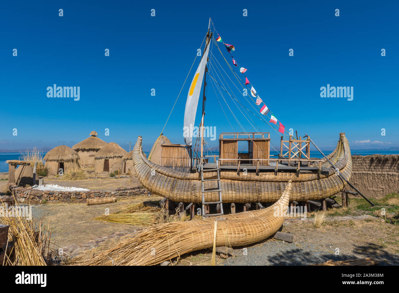 Eco Villaggio Andino, museo in Huatajata, borgo lacuale del Lago Titicaca, La Paz, Bolivia, America Latina Foto Stock