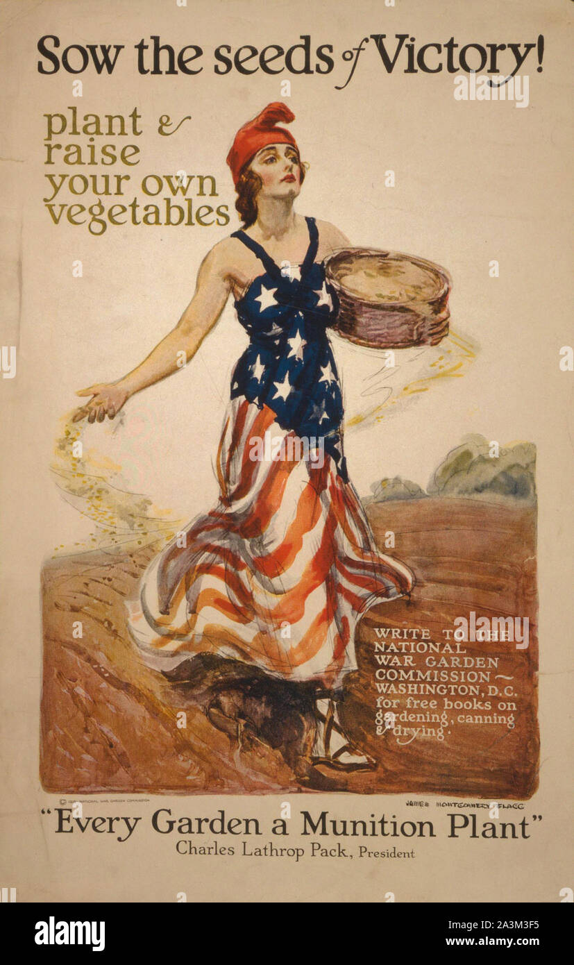 Seminare i semi per la vittoria - Vintage poster di propaganda Foto Stock