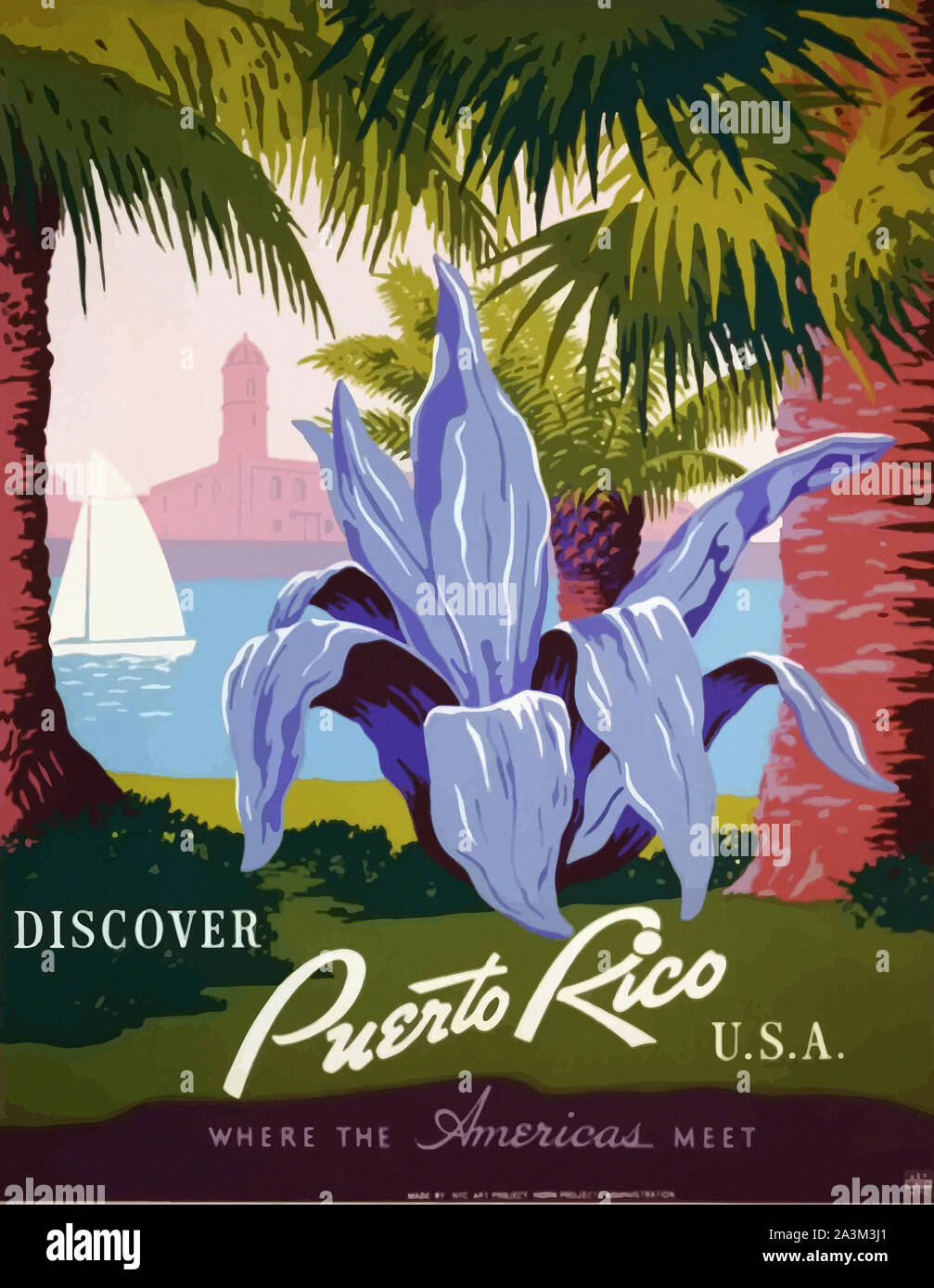 Puerto Rico - Vintage poster di viaggio Foto Stock