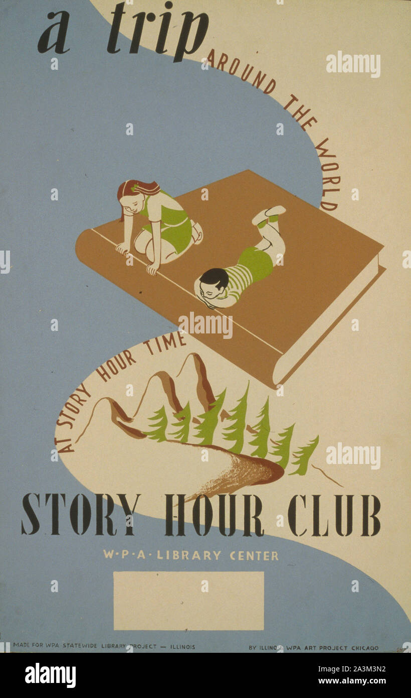 Biblioteca Centro - progressi di lavoro Amministrazione - progetto federale di Arte - poster vintage Foto Stock