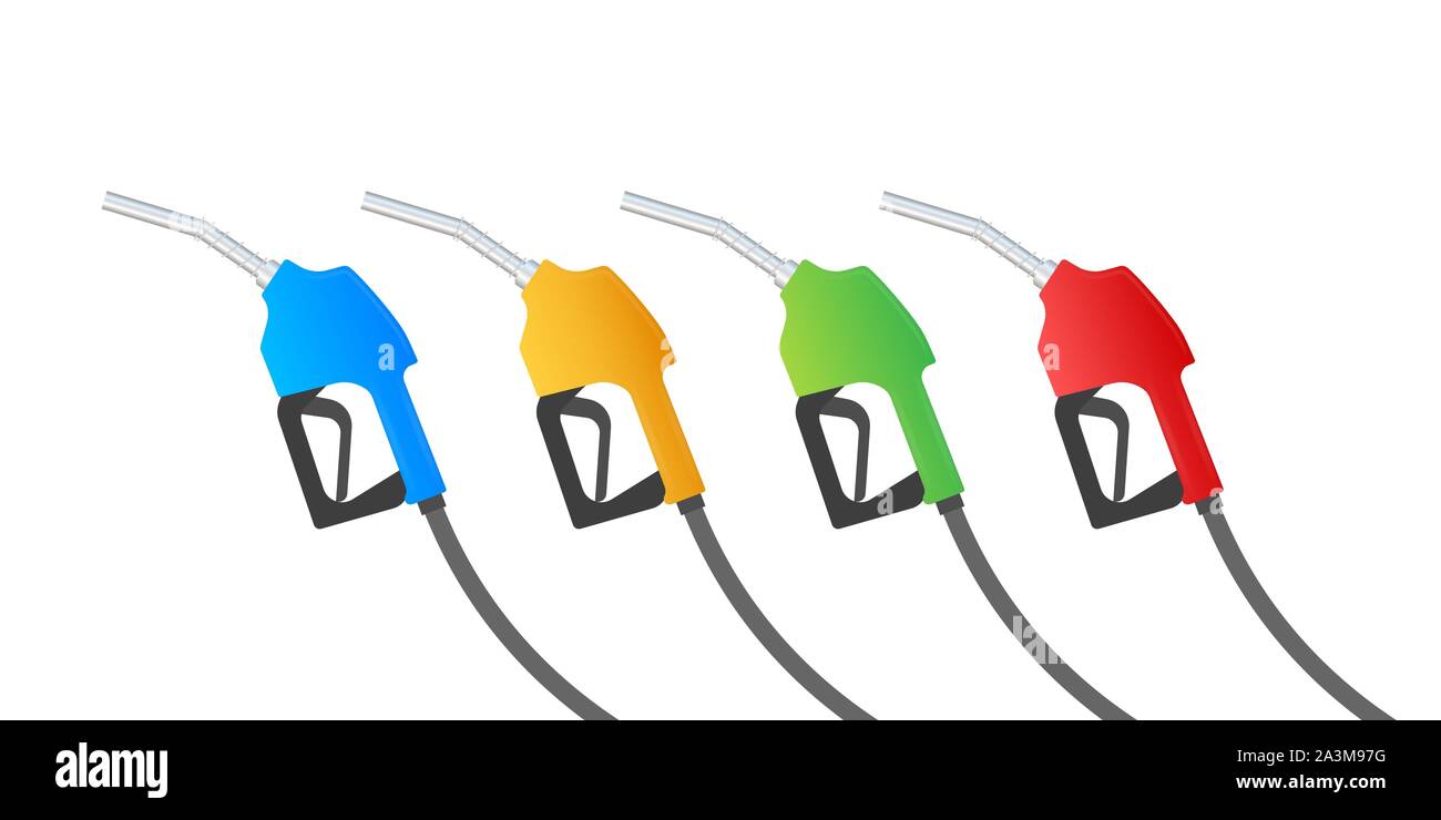 Rifornimento di carburante benzina o diesel vettore banner web. Stazioni di riempimento di rete, petrolio. Illustrazione Vettoriale. Illustrazione Vettoriale