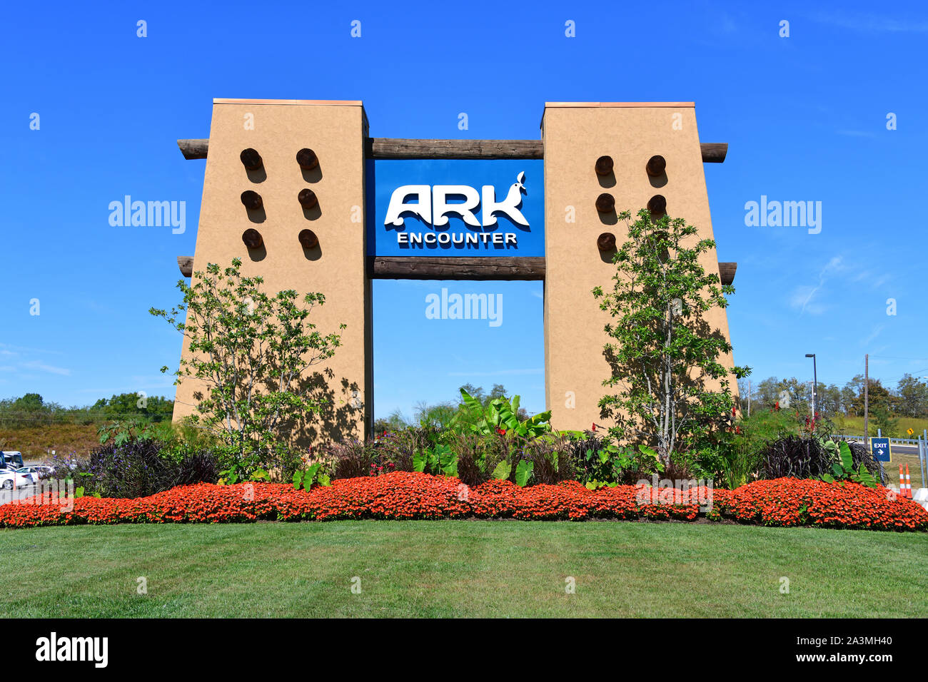 Arca incontro situato in Williamstown, KY, Stati Uniti d'America 10-5-19 è il simbolo dell'Arca incontro theme park Foto Stock