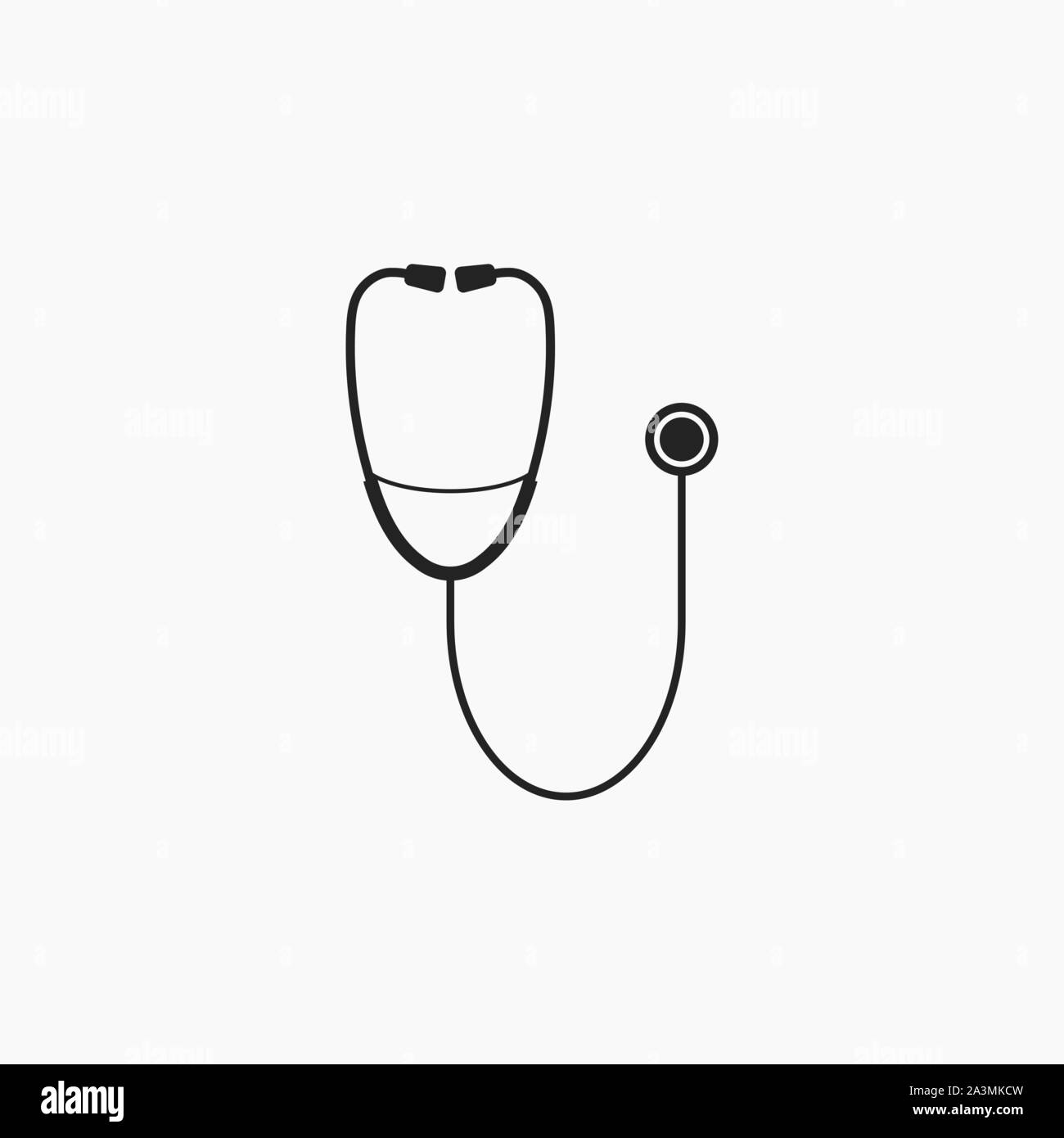 Medico, icona dello stetoscopio. Illustrazione Vettoriale, design piatto. Illustrazione Vettoriale