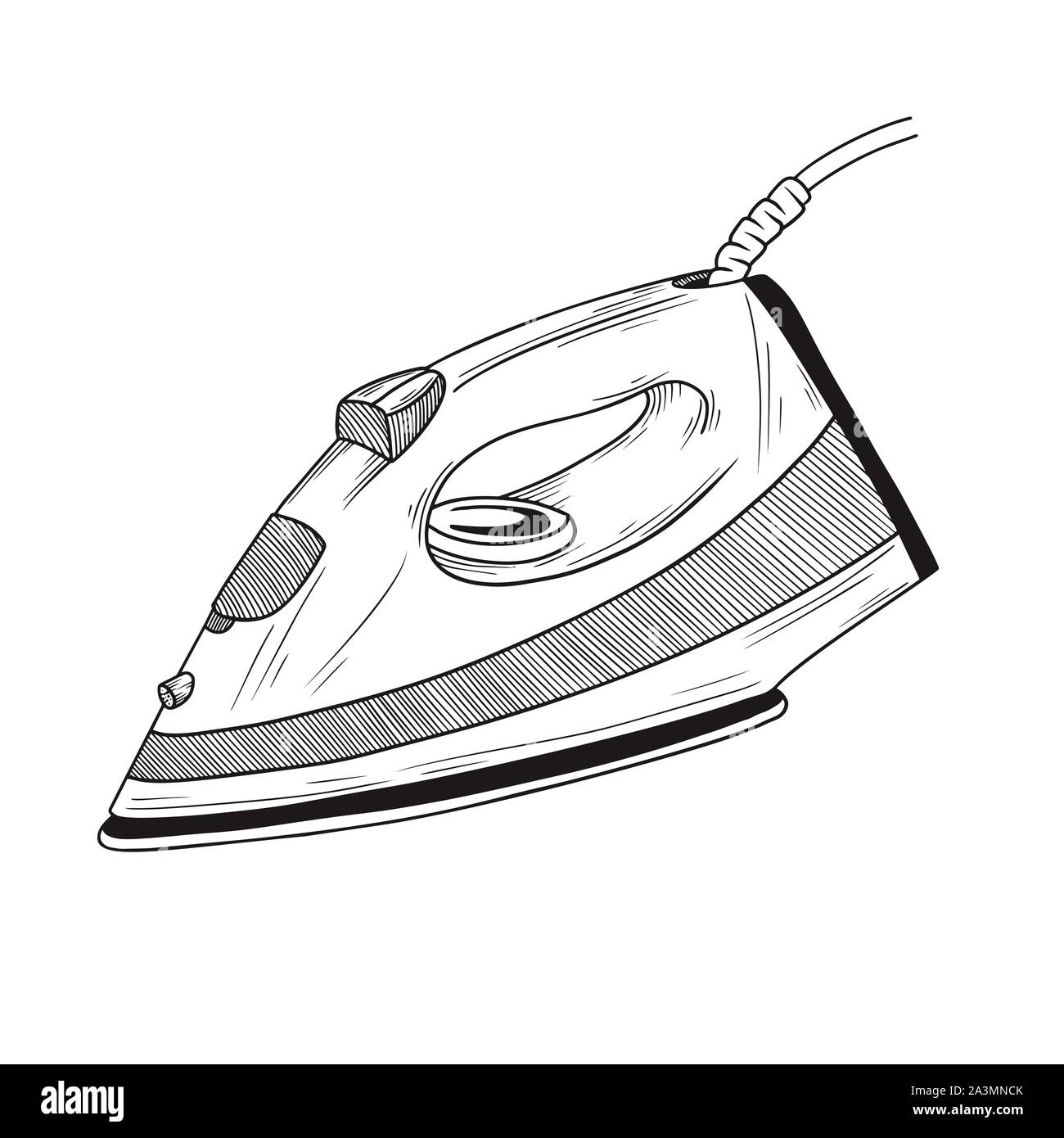 Disegna il ferro su uno sfondo bianco. Illustrazione Vettoriale nel disegno stile. Illustrazione Vettoriale